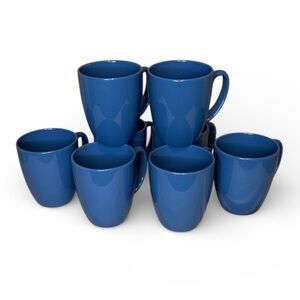 Corelle Stoneware Mugs set of 8 Light Blue EUC coffee tea vintage